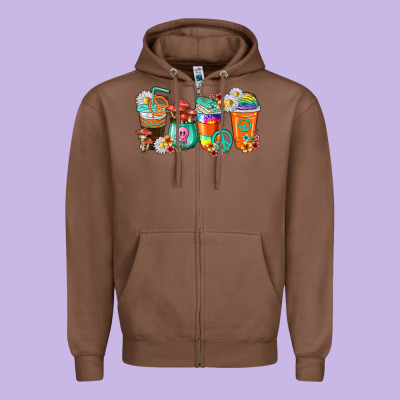 Zipper Hoodie hippie coffee cups