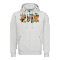 Dove Grey hippie coffee cups Zipper Hoodie - texasbilliewilder