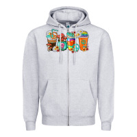 Heather Grey hippie coffee cups Zipper Hoodie - texasbilliewilder