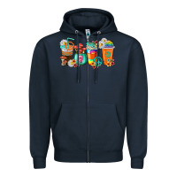 Navy hippie coffee cups Zipper Hoodie - texasbilliewilder