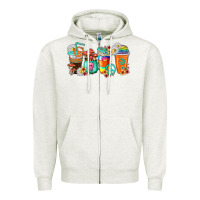 Oatmeal Heather hippie coffee cups Zipper Hoodie - texasbilliewilder