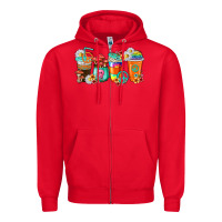 Red hippie coffee cups Zipper Hoodie - texasbilliewilder