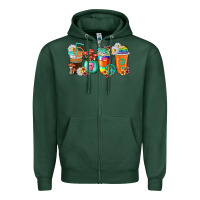 Sports Green hippie coffee cups Zipper Hoodie - texasbilliewilder