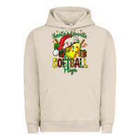Pigment French Oak Santa's Favorite Softball player Urban Hoodie - NancyCooperArtShop