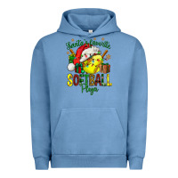 Pigment Pebble Blue Santa's Favorite Softball player Urban Hoodie - NancyCooperArtShop