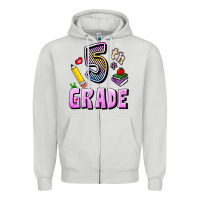 Dove Grey Fifth Grade Zipper Hoodie - RanaPortraitStore