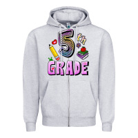 Heather Grey Fifth Grade Zipper Hoodie - RanaPortraitStore