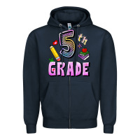 Navy Fifth Grade Zipper Hoodie - RanaPortraitStore