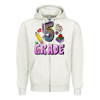 Oatmeal Heather Fifth Grade Zipper Hoodie - RanaPortraitStore