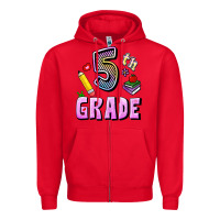 Red Fifth Grade Zipper Hoodie - RanaPortraitStore