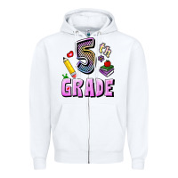 White Fifth Grade Zipper Hoodie - RanaPortraitStore