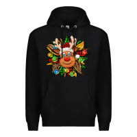 Black Christmas reindeer sunflower Premium Hoodie - Jasminsmagicworld