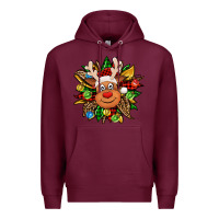 Burgundy Christmas reindeer sunflower Premium Hoodie - Jasminsmagicworld
