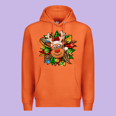 Christmas Reindeer Sunflower Premium Hoodie Designed By Jasminsmagicworld