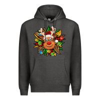 Charcoal Heather Christmas reindeer sunflower Premium Hoodie - Jasminsmagicworld