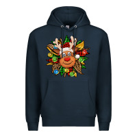 Navy Christmas reindeer sunflower Premium Hoodie - Jasminsmagicworld