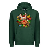 Sports Green Christmas reindeer sunflower Premium Hoodie - Jasminsmagicworld