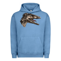 Pigment Pebble Blue Deinonychus Face Urban Hoodie - LillyAllenDesigns