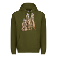 Army Green 3 meerkat Premium Hoodie - LillyAllenDesigns