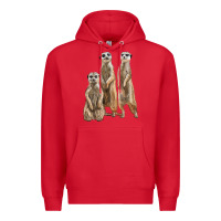 Red 3 meerkat Premium Hoodie - LillyAllenDesigns