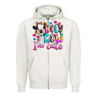 Oatmeal Heather holy cow  m cute Zipper Hoodie - texasbilliewilder