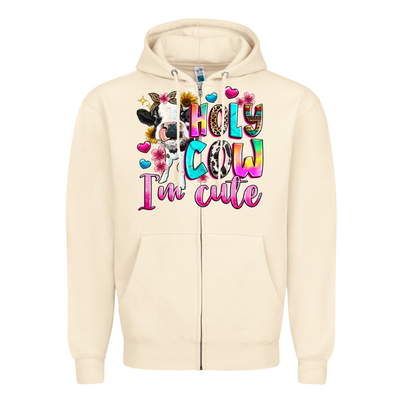 Holy Cow  M Cute Zipper Hoodie by texasbilliewilder | Teevron