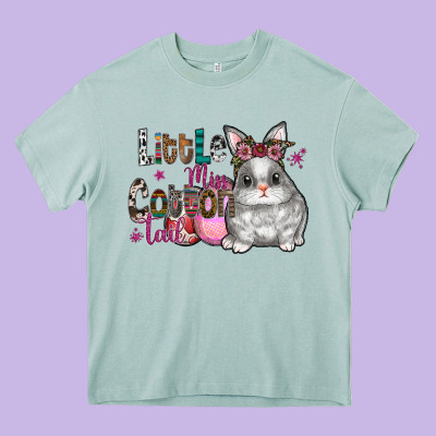 Little Miss Cotton Tail Heavy Core Tee Designed By Cowhidedigitalart