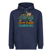 Navy farm fresh pumpkins truck Heavyweight Hoodie - RanaPortraitStore