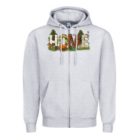 Heather Grey home camping Zipper Hoodie - texasbilliewilder