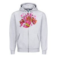 Heather Grey Breast Cancer afro girl sneakers Zipper Hoodie - RanaPortraitStore