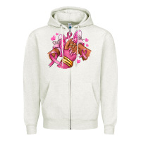 Oatmeal Heather Breast Cancer afro girl sneakers Zipper Hoodie - RanaPortraitStore