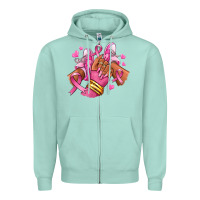 Seafoam Breast Cancer afro girl sneakers Zipper Hoodie - RanaPortraitStore