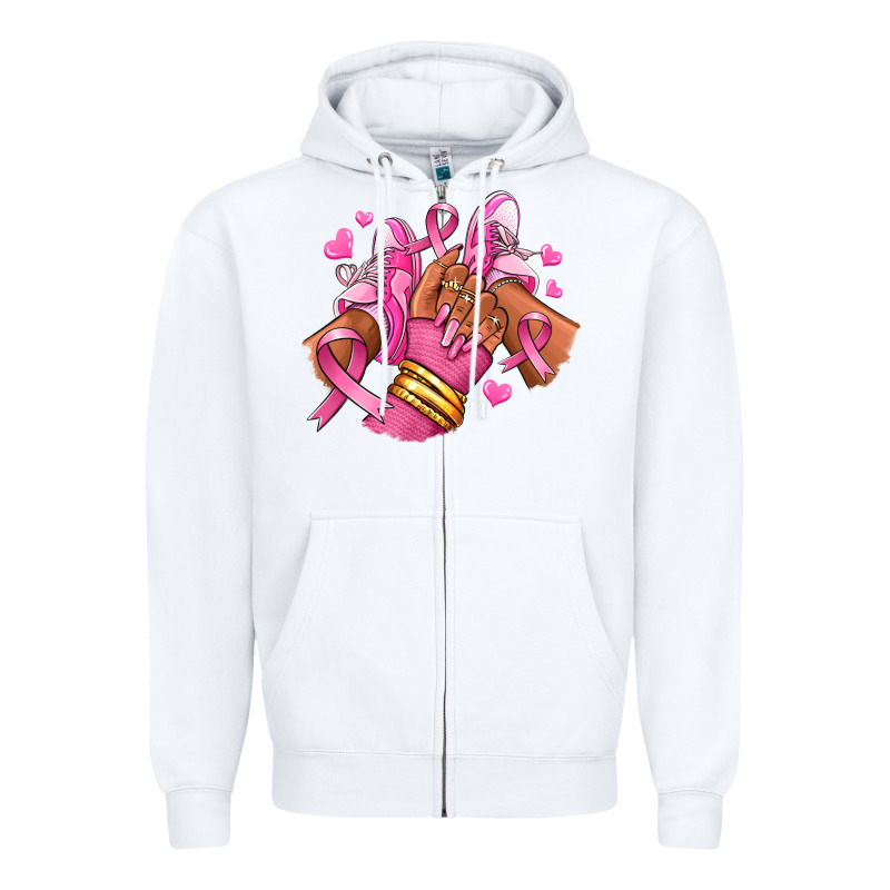 Breast Cancer Afro Girl Sneakers Zipper Hoodie by RanaPortraitStore | Teevron