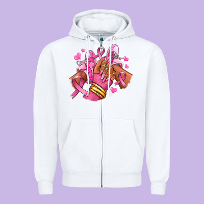 Zipper Hoodie Breast Cancer afro girl sneakers