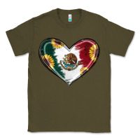 Army Green Sunflower Mexican Flag Heart Classic Tee - RanaPortraitStore