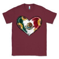 Burgundy Sunflower Mexican Flag Heart Classic Tee - RanaPortraitStore