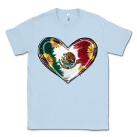 Dusty Blue Sunflower Mexican Flag Heart Classic Tee - RanaPortraitStore