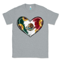 Heather Grey Sunflower Mexican Flag Heart Classic Tee - RanaPortraitStore