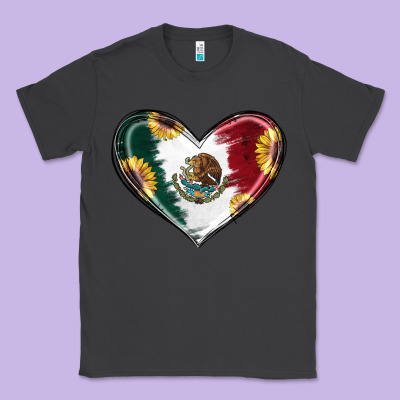 Sunflower Mexican Flag Heart Classic Tee Designed By Ranaportraitstore