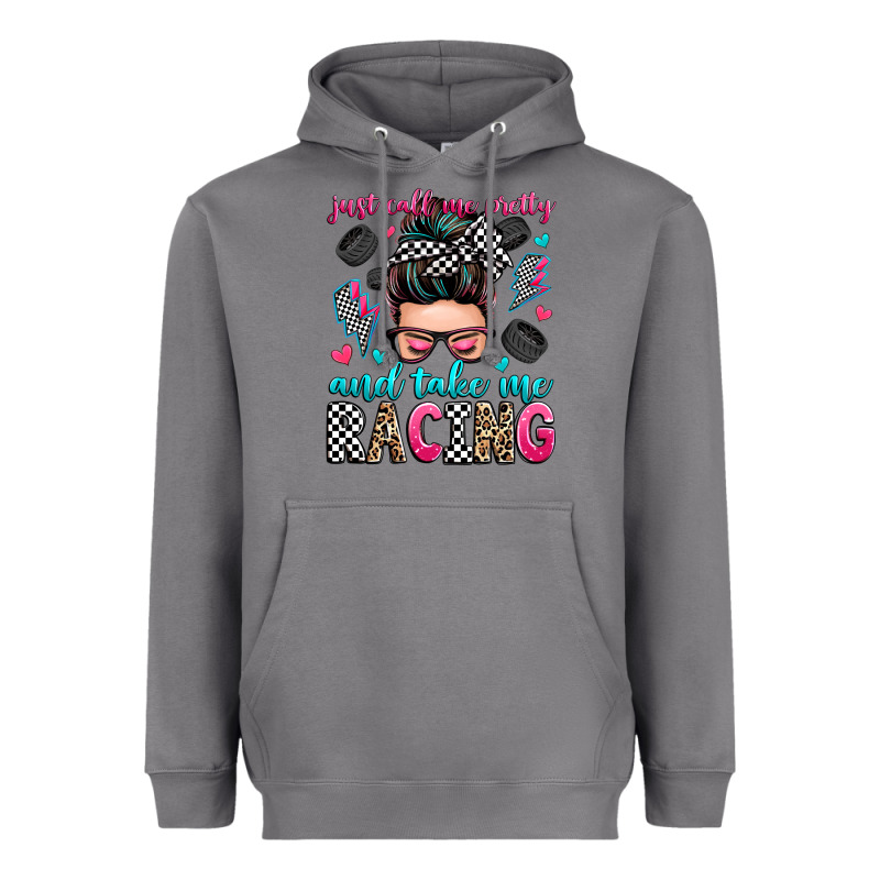 Just Call Me Pretty And Take Me Racing Heavyweight Hoodie by Zillion Design Studio | Teevron
