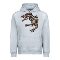 Heather Grey Spinosaurus Face Urban Hoodie - LillyAllenDesigns