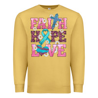 Antique Gold faith hope love  cross and ribbon Premium Sweatshirt - HRA Design Shop