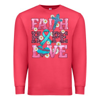 Cardinal faith hope love  cross and ribbon Premium Sweatshirt - HRA Design Shop