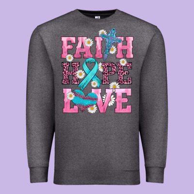 Faith Hope Love  Cross And Ribbon Premium Sweatshirt Designed By Hra Design Shop