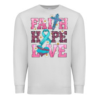 Dove Grey faith hope love  cross and ribbon Premium Sweatshirt - HRA Design Shop