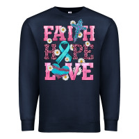 Navy faith hope love  cross and ribbon Premium Sweatshirt - HRA Design Shop