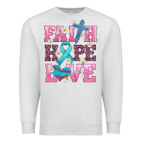 Oatmeal Heather faith hope love  cross and ribbon Premium Sweatshirt - HRA Design Shop