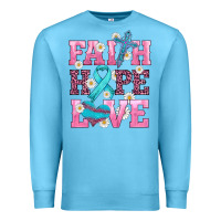 Ocean Blue faith hope love  cross and ribbon Premium Sweatshirt - HRA Design Shop