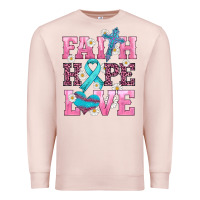 Pale Pink faith hope love  cross and ribbon Premium Sweatshirt - HRA Design Shop
