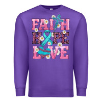 Purple faith hope love  cross and ribbon Premium Sweatshirt - HRA Design Shop